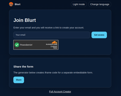New Blurt Account Creator – simple registration via email