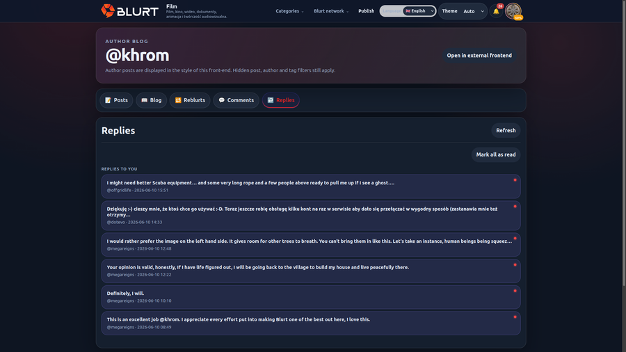 Blurt Focus — replies to the user